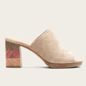Frye Blake Chevron Multicolor Block Heel Open Toe Suede Leather Mules Size 8.5
